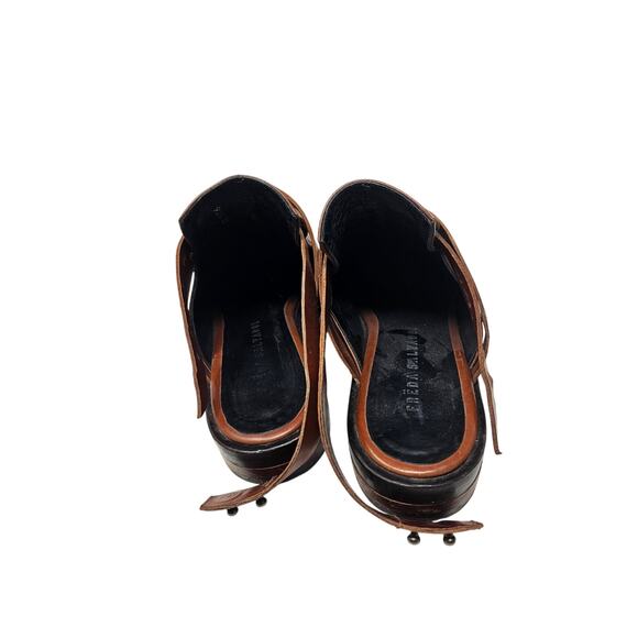 Freda Salvador 9 Brown Leather Mule Buckle Belted Western Boho Equestrian - Picture 2 of 6